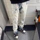 Pur泼墨涂鸦牛仔裤 高街vibe美式 嘻哈破洞修身 网红同款 直筒长裤 潮