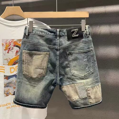 夏季修身牛仔五分工装短裤男