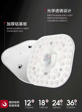 伯爵阳光方形led光源模组吸顶灯6500k白光12w18w24w36w无频闪灯芯