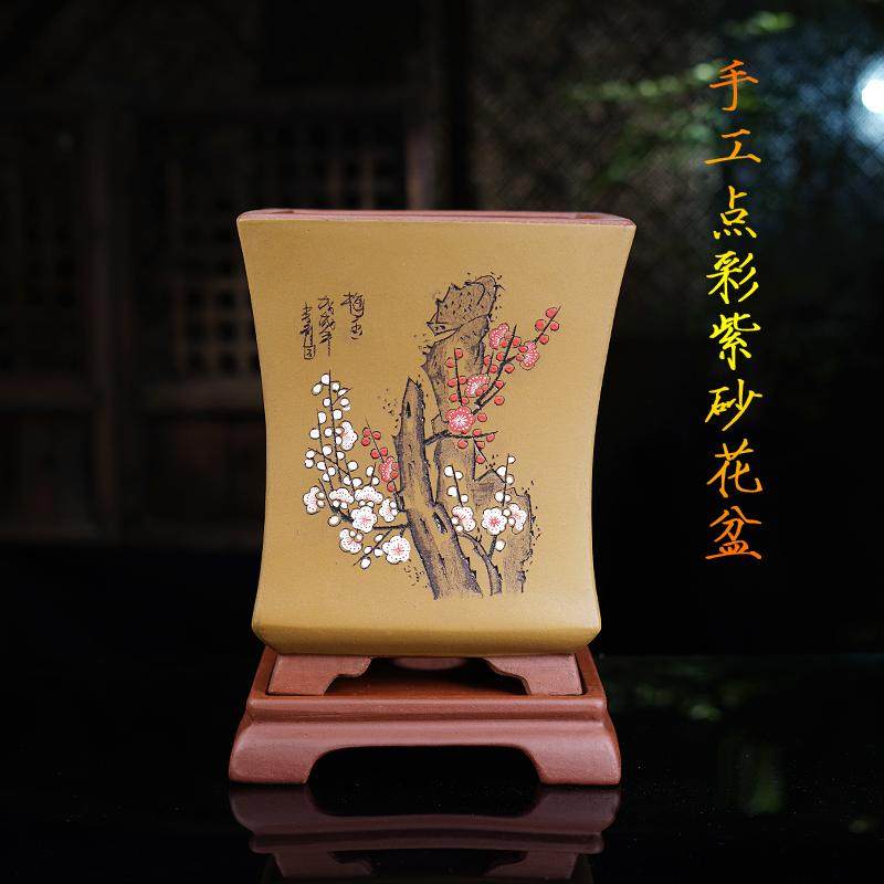 精品手工四方紫砂兰花盆特大号