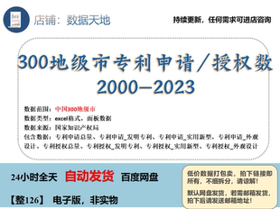 【更新2023】地级市专利数据授权数申请书2000-2023
