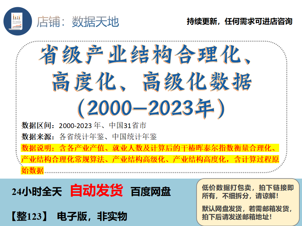 【更新2023】31省产业结构合理化高级化高度化数据无缺失计算过程