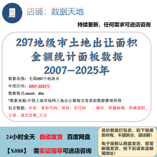 【2025】297地级市土地出让面积金额统计面板数据2007-2025年