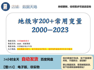 【2023】地级市200+常用控制变量,面板数据2000-2023