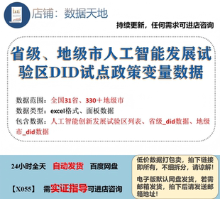 [2024]省级、地级市人工智能发展试验区 DID试点政策变量数据