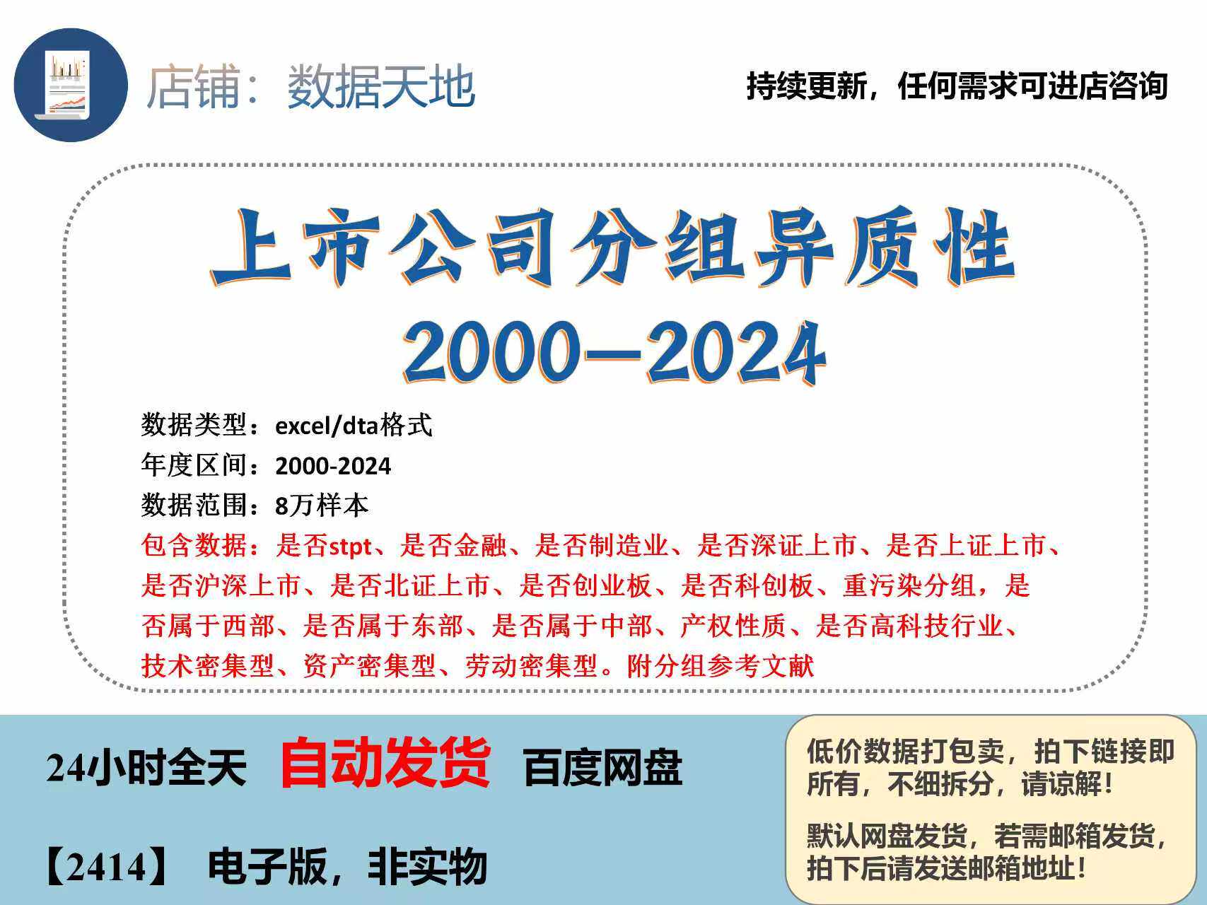 【2024】上市公司企业异质性分组2000-2024附有参考文献数据