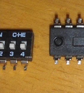 黑色贴片 4位拨码开关 2.54mm间距 IC型贴片 4P拔码开关 平拨开关