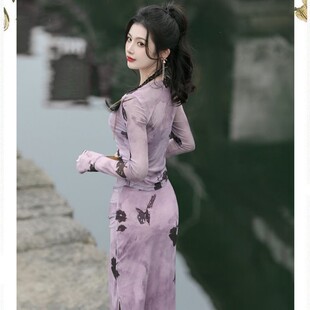 2026新款旗袍连衣裙女夏季长袖修身显瘦气质高级感新中式国风裙子