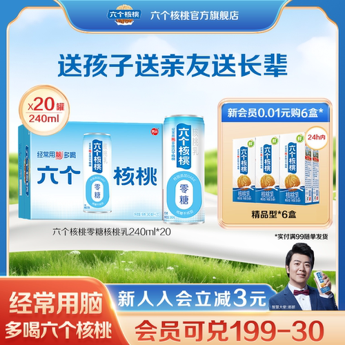 六个核桃无糖植物蛋白核桃乳整箱