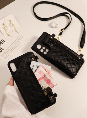 简约小香风零钱包适用OPPOA58x手机壳A1A2MA3XA5pro防摔全包Reno13/12创意支架A57/A36斜挎背带绳子k9s保护套