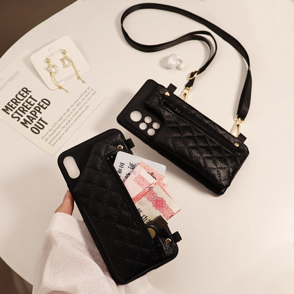 简约适用红米K80手机壳K70/K60/K50带斜跨绳零钱包note14/13/12Tpro防摔全包通用小米15/13/11青春版保护皮套