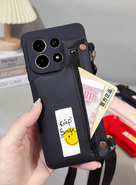 夏季新款笑脸适用oppoReno15手机壳A58X斜挎背绳A97/A57/A36/A2mA6pro零钱包K13卡包Reno14/13/12R全包保护套
