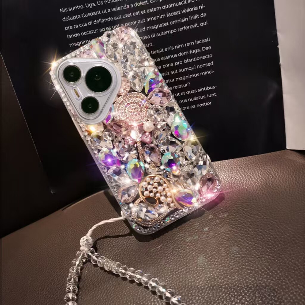 爱心棒棒糖适用华为Pura90 Pro Max满钻手机壳Pura80 Ultra水钻女款Pura70软全包防摔奢华镶钻高级感时尚新款