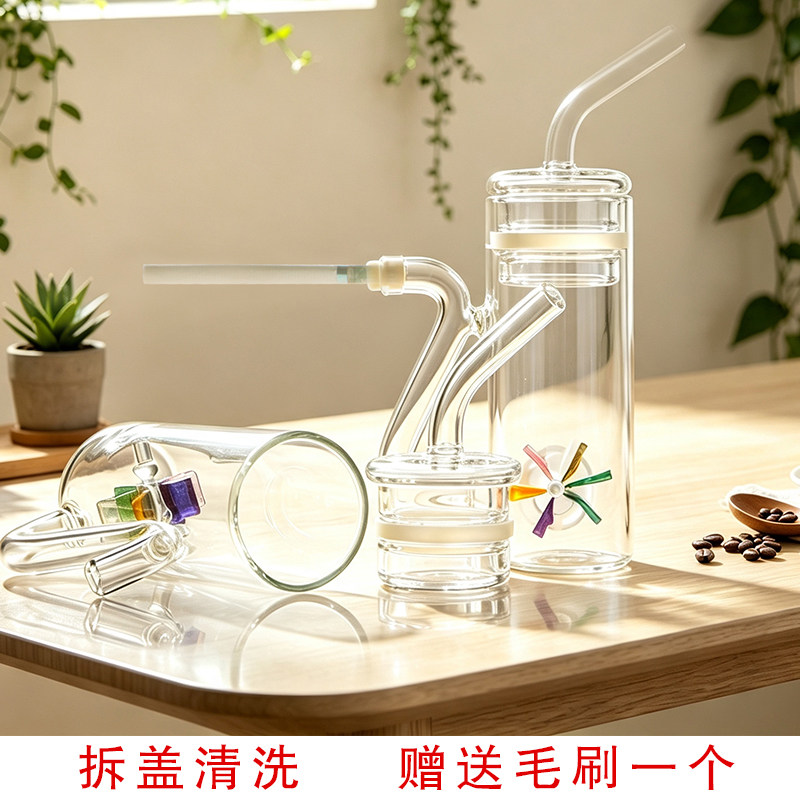 彩色风车水烟斗去油味便携男士粗中细烟壶拆盖清洗赠毛刷