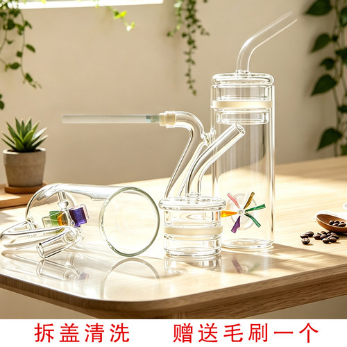 彩色风车水烟斗去油味便携男士粗中细烟壶拆盖清洗赠毛刷