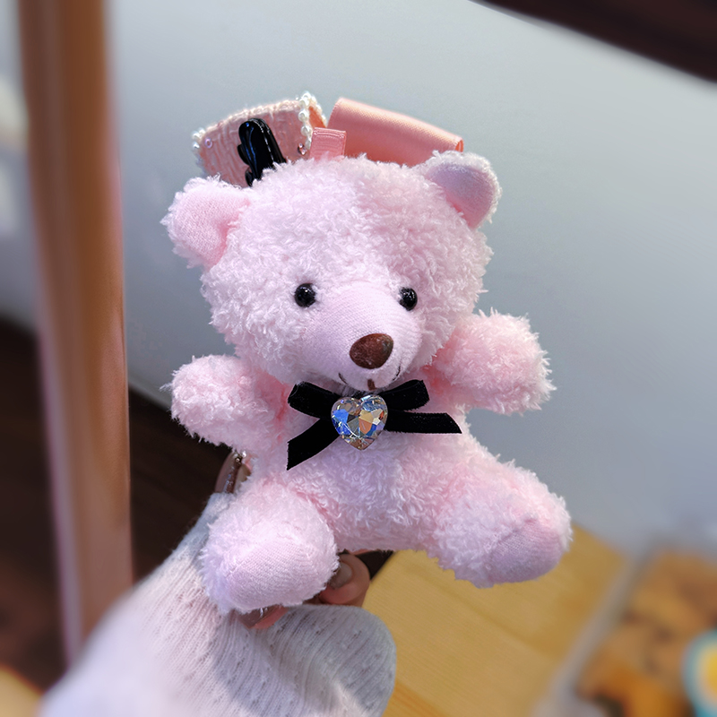 ins风秋冬粉色毛绒熊鲨鱼夹 立体玩偶大抓夹少女心可爱后脑勺发饰