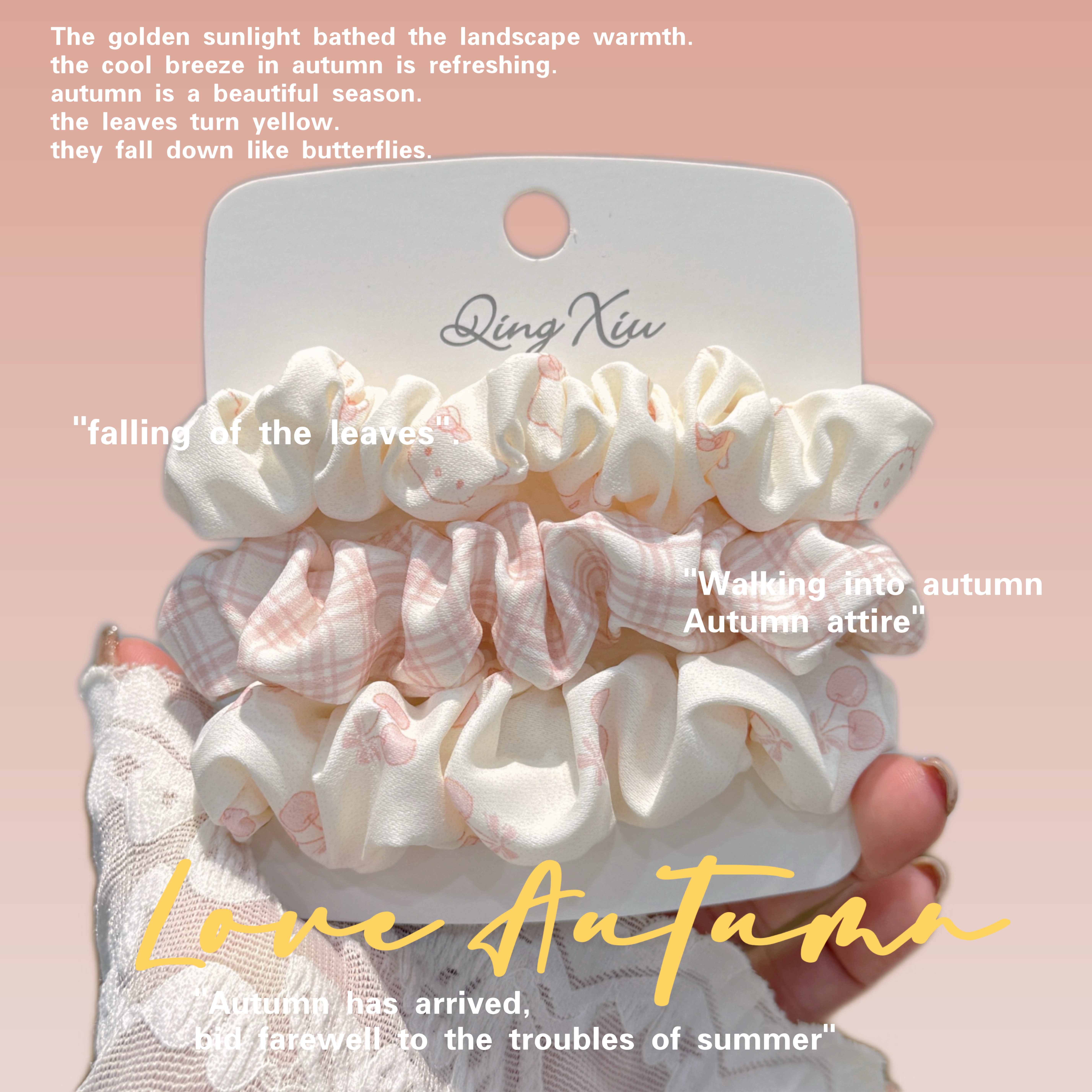 2026新款 动漫甜美少女小肠圈发绳 清新粉扎马尾碎花皮筋发饰春夏