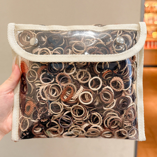 宝宝扎小啾啾咖色拇指发圈女儿童高弹力不伤发扎头发皮筋2025新款