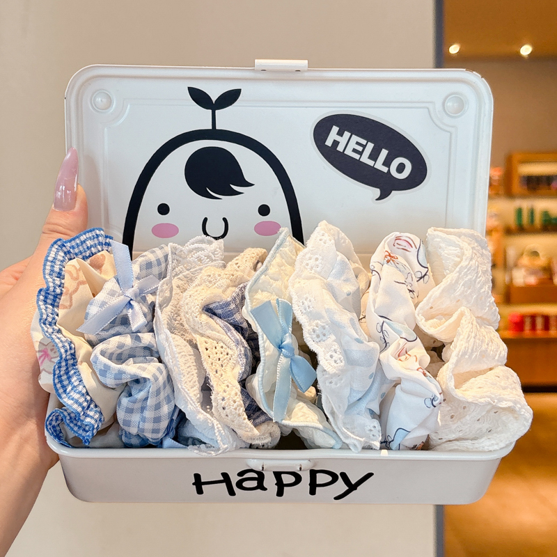 韩系甜美蓝色丸子头大肠发圈头花