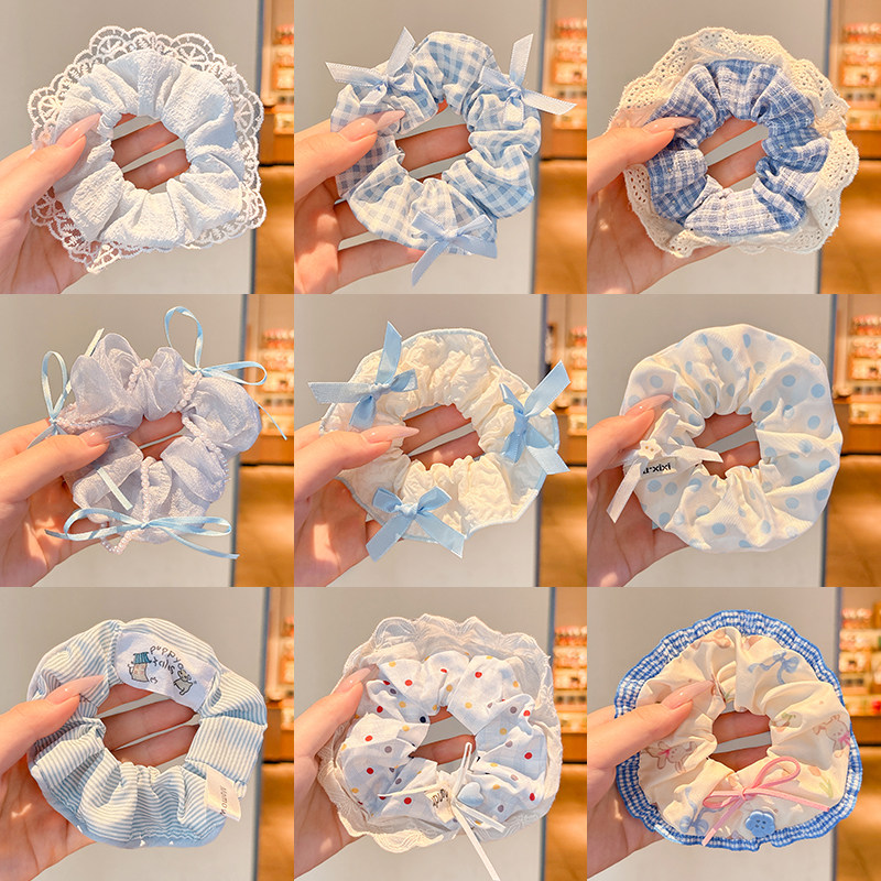 甜美蓝色蕾丝花边蝴蝶结大肠发圈儿童发绳小女孩扎丸子头皮筋头绳,饰品/流行首饰/时尚饰品新,发饰,淘宝优惠券,粉丝福利购,淘宝优惠卷