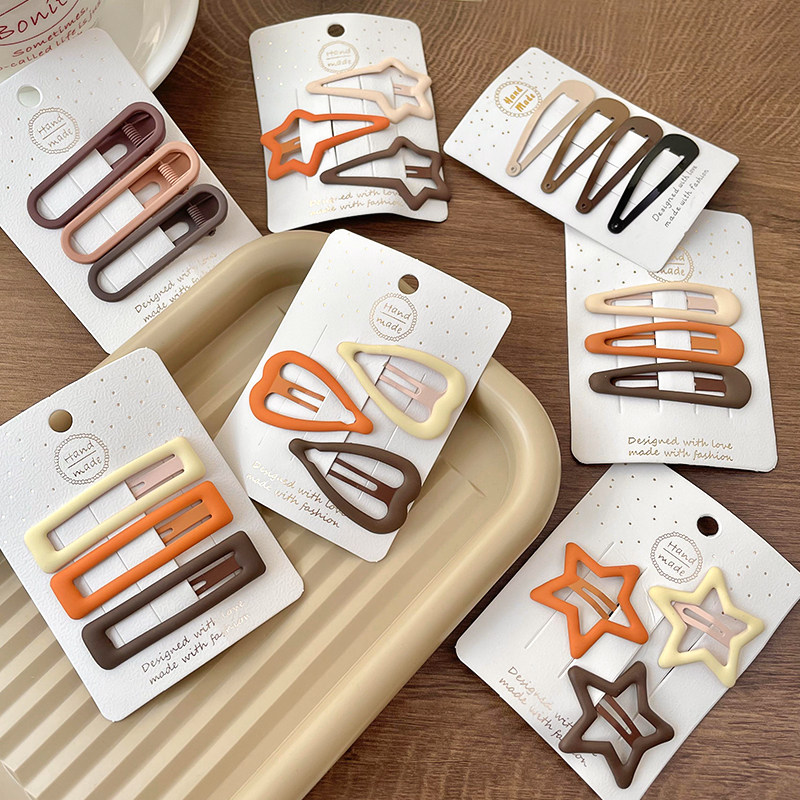 咖色小发夹可爱星星侧边刘海一字夹碎发整理夹子网红2023新款头饰