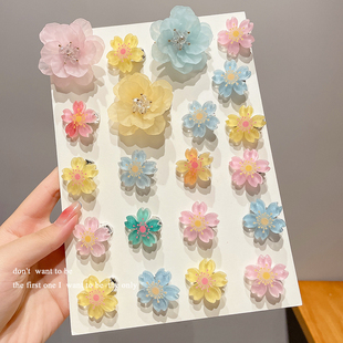 超仙森系樱花发卡儿童编发头饰可爱发夹公主夏季 甜美花朵发饰边夹