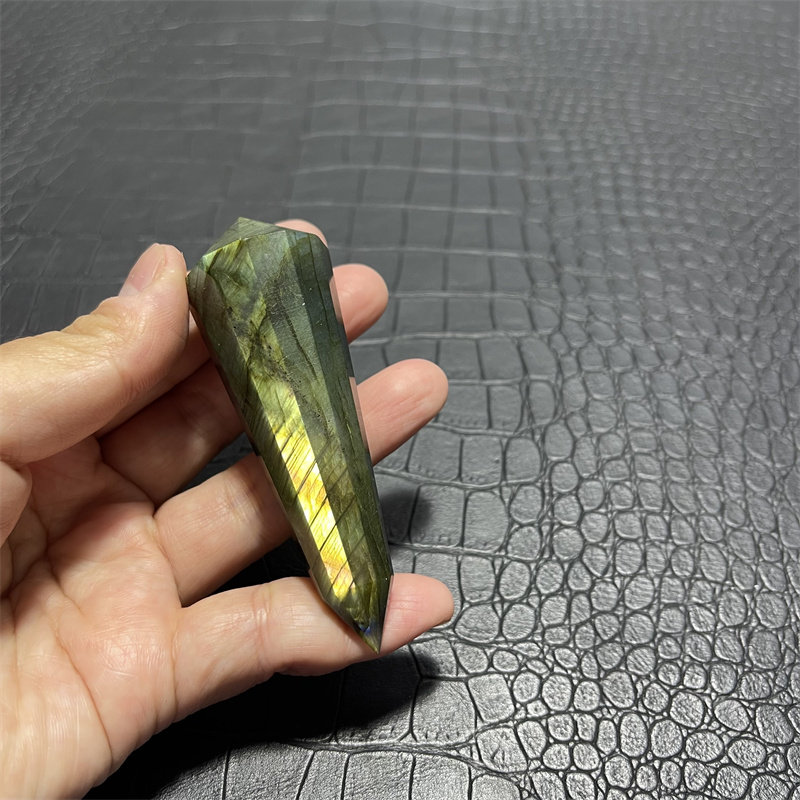 天然拉长石灵摆吊坠蓝光黄光月光摆件