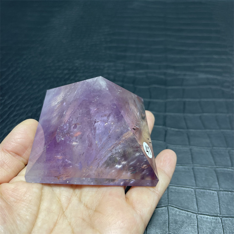 天然紫水晶金字塔摆件带彩虹原石打磨家居客厅办公桌面装饰摆设