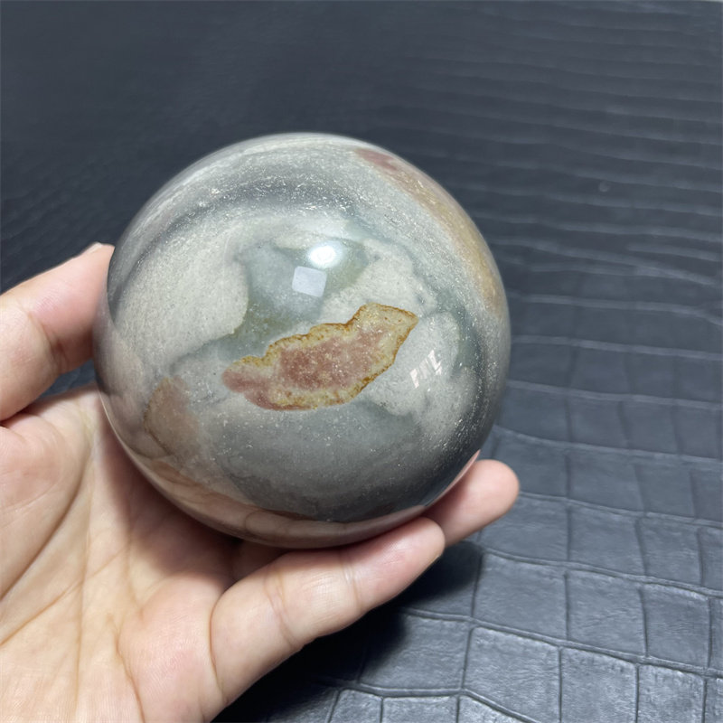 天然海洋石球形原石摆件手把玩件海洋石精品奇石观赏石图案画面石