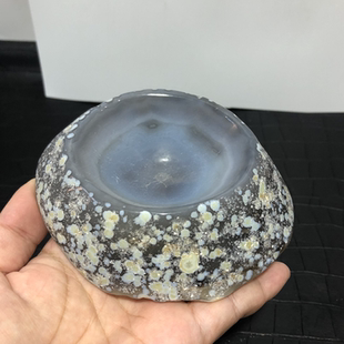 天然玛瑙烟灰缸石碗砚台聚宝盆收纳摆件原石笔洗调色盘摆件碗