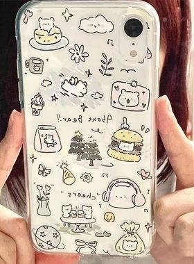 ins涂鸦小狗狗适用OPPOA5/A7/A8/A7X/A11/A57/A83/A32/A59/A72/A93/A95/A96/A97/R9/R11/R15/R17透明直边软套