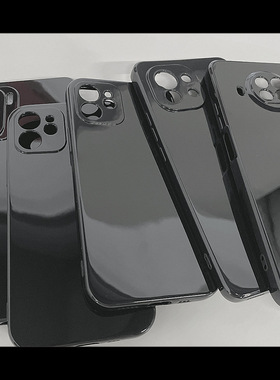 纯黑色适用苹果11光面直边手机壳iPhone12/13Pro亮面14plus情侣6s/7/8plus简约ins风xsmax防摔保护xr超薄软套