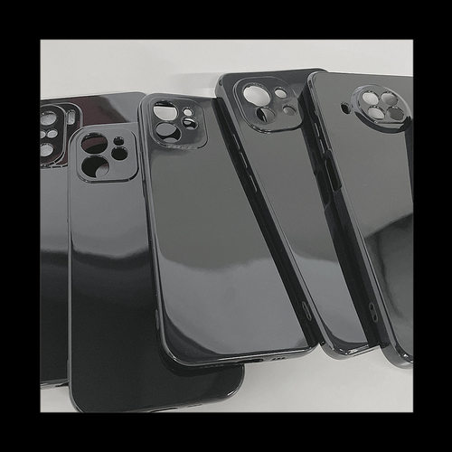 纯黑色适用苹果11光面直边手机壳iPhone12/13Pro亮面14plus情侣6s/7/8plus简约ins风xsmax防摔保护xr超薄软套