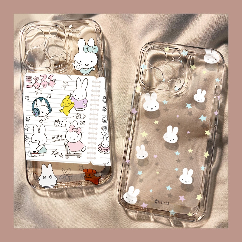 星星米菲兔手机壳适用苹果11/12/13/14/15promax透明6/7/8plus直边4/5s卡通俏皮xs max防摔保护xr套15潮X情侣