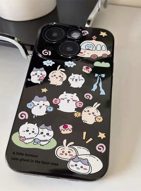 吉伊卡哇宝宝适用苹果15手机壳iPhone11亮面黑12/13/14promax可爱6/7/8plus软套4/5s情侣款xsmax防摔保护xr女