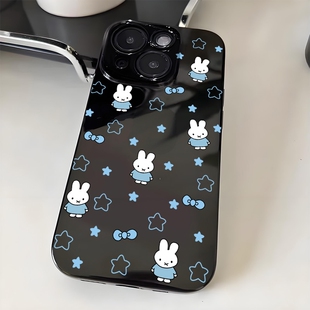 xmax直边4 5s创意潮壳 8plus亮面黑xr闺蜜款 星星米菲兔手机壳适用苹果17全包11 16promax卡通6