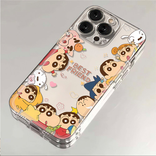 卡通蜡笔小新适用苹果15手机壳iPhone11透明12/13/14promax情侣款6/7/8plus趣味可爱4/5S防摔保护xsmax创意xr