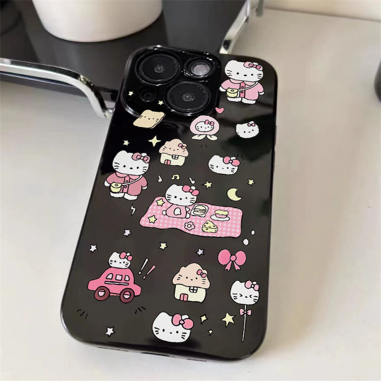 粉嫩凯蒂猫适用苹果14手机壳iPhone12Promax可爱13少女心11童趣风6s/7/8plus软套xsmax防摔保护xr光面直边14p