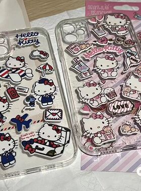 小红书同款可爱凯蒂猫适用苹果11/12/13/14/15promax透明4/5s软6/7/8plus防摔保护xsmax套xr少女心15plus潮壳