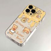 适用苹果15手机壳iPhone4 14promax软胶xmax日韩xr创意女款 5s奶油6 8plus可爱卡通11 黄油小熊情侣款