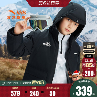安踏儿童短款三防羽绒服男童2025冬新款中大童棉羽外套官方旗舰