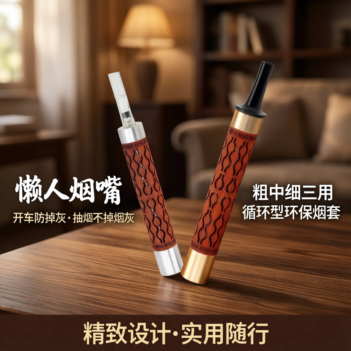 懒人烟嘴开车防掉灰抽烟不掉烟灰神器粗中细三用循环型环保烟套