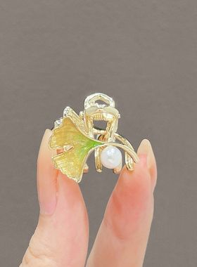 超仙可爱刘海精致发夹发卡夹子女银杏叶小号抓夹女韩国头顶夹森系