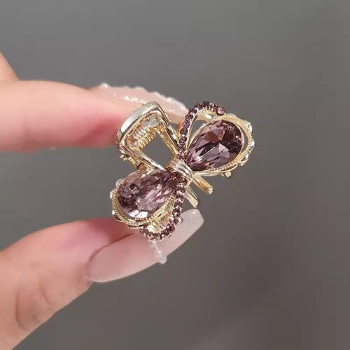 水晶蝴蝶结公主头发夹小巧发卡后脑勺小号刘海夹子头饰精致小抓夹
