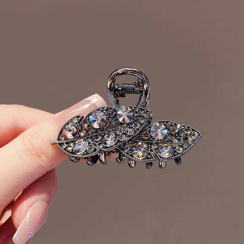 法式复古水钻树叶中号抓夹韩国气质高级感鲨鱼夹后脑勺半扎发抓夹,饰品/流行首饰/时尚饰品新,发饰,淘宝优惠券,粉丝福利购,淘宝优惠卷