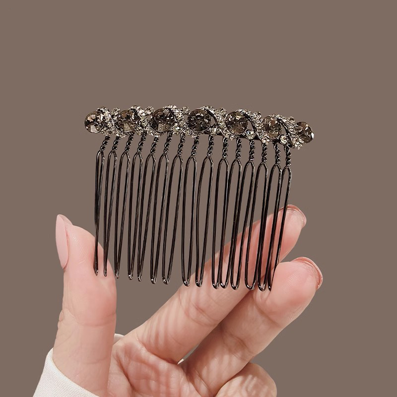 简约发夹女后脑勺卡子头饰水钻倒插梳无痕发卡刘海夹高端盘发神器