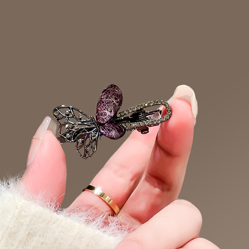 新款精致侧边夹前额碎发刘海夹子一字夹发卡甜美蝴蝶发夹女2025年