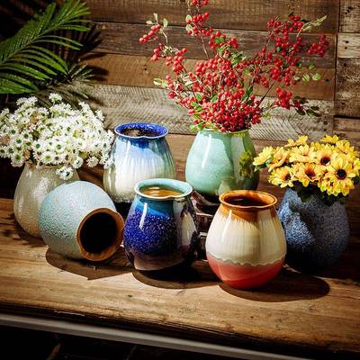 景德镇花瓶陶瓷粗陶罐插干花小清新客厅家居水培花盆餐桌装饰摆件