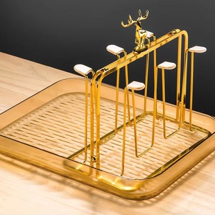 轻奢杯架沥水架家用水杯挂架置物架创意客厅收纳架挂杯子麋鹿杯架