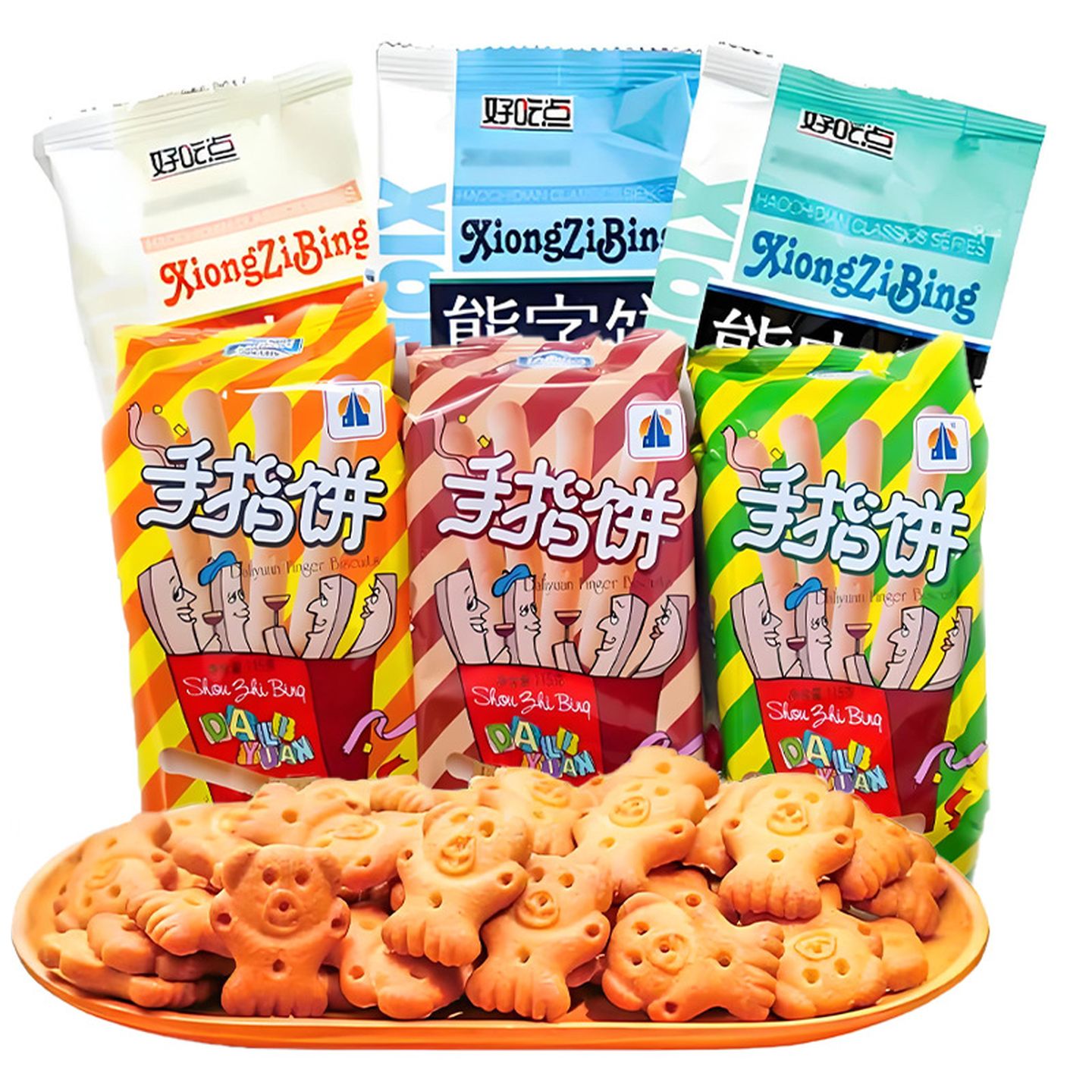 好吃点熊字饼115g手指饼干达利园熊字饼干零食大全各种美食休闲
